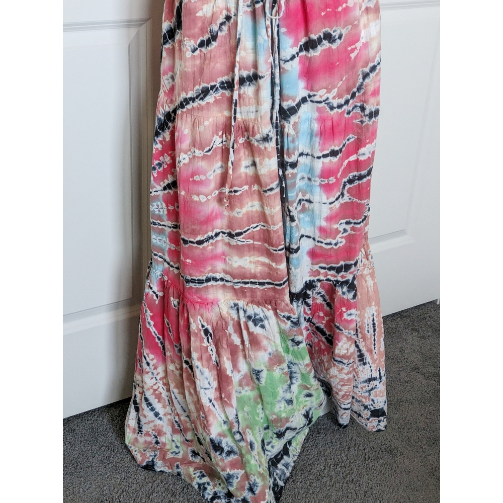 Young Fabulous & Broke Maxi Sun Dress Tie Halter Strawberry Tropic Tie Dye - Picture 13 of 17